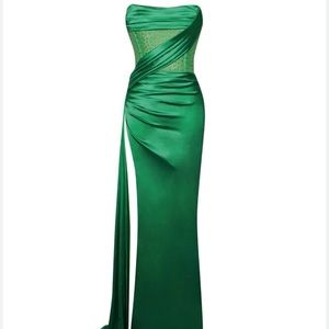 Holly green crystallized corset gown